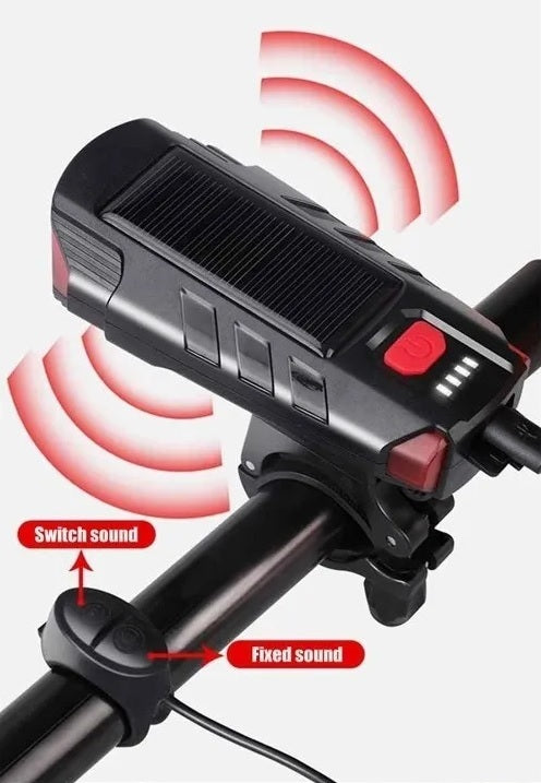 Farol/Lanterna Com Buzina Carrega por Luz Solar e USB