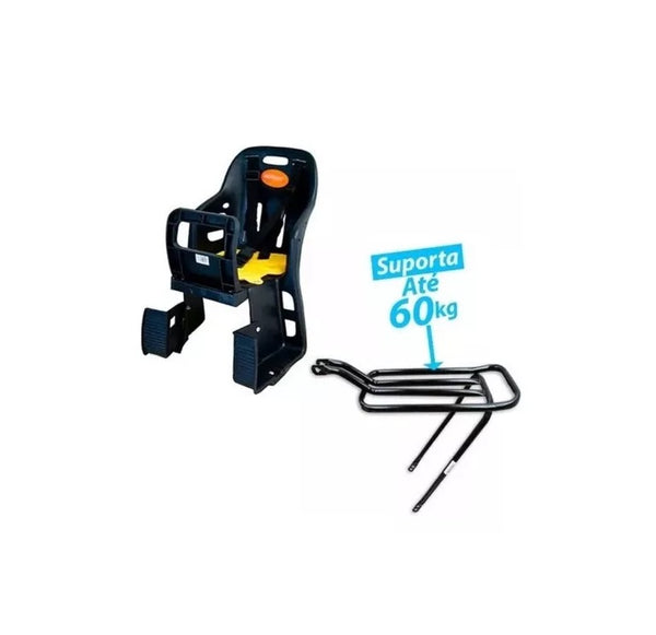 Cadeirinha Bicicleta Infantil Traseira Reforçada + Bagageiro