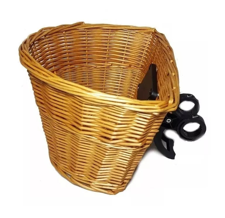 Cesta de Vime Para Bicicleta Grande - Com Suporte de Fixação